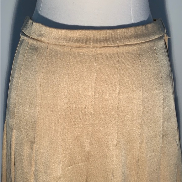 Ellen Tracy petites SILK Knit Pleated Skirt Gold - Picture 3 of 6